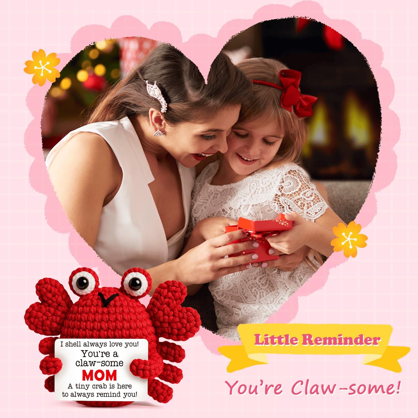 Gifts for Mom Mothers from Daughter Son Birthday Gift for Christmas Thanksgiving Halloween Positive Crochet Crab Emotional Crochet Animals Mini Handmade