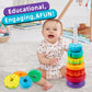 Byfwh Spinning Stacking Toys For Babies 12+ Month Rainbow Ring Flowers Animals Fruits Theme Stacker Abs Toys For Toddlers 1-3 Mo