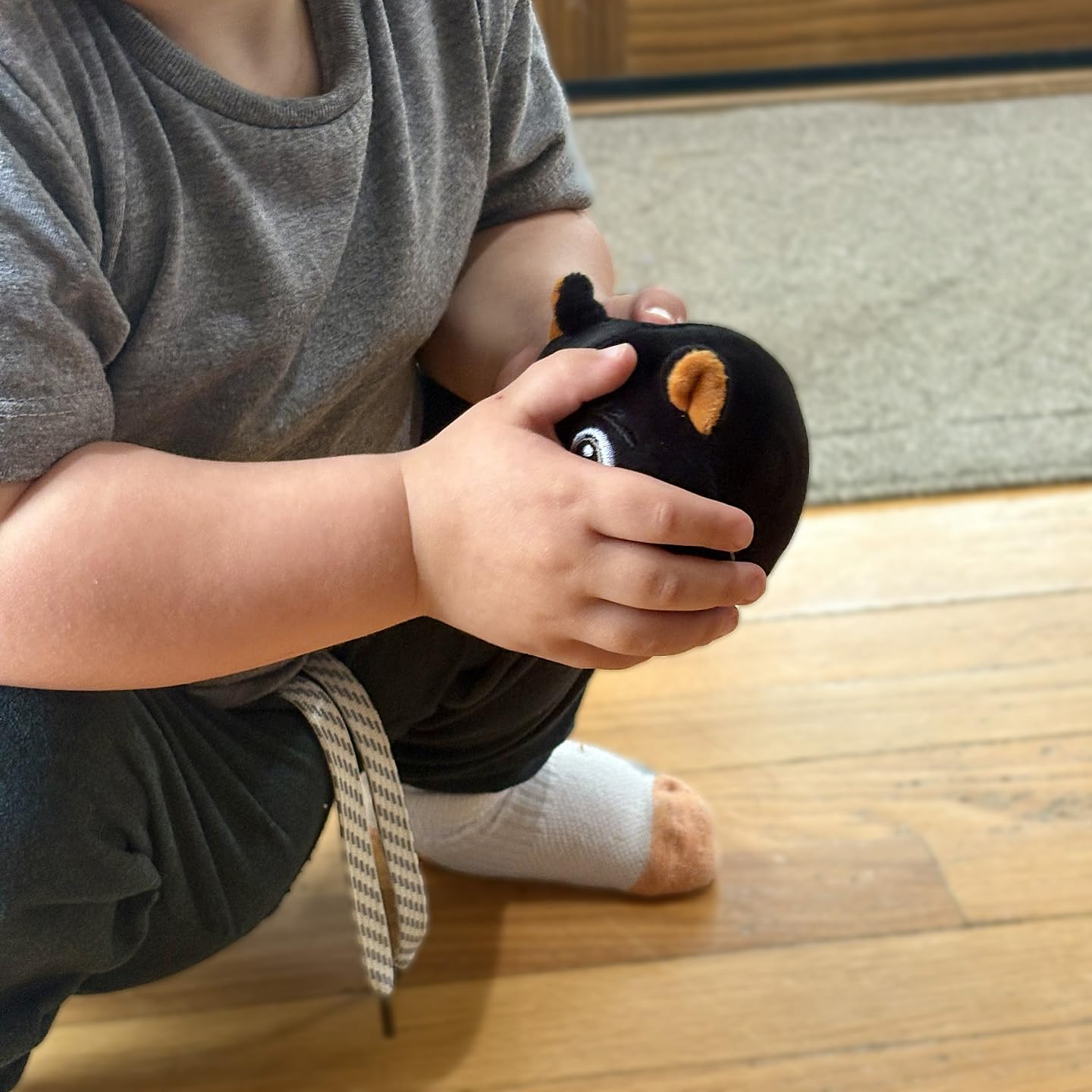 The Petting Zoo Black Bear Stuffed Animal Plushie, Gifts For Kids, Squishiez Wildlife Animal Squeeze Toy, Bear Panda Plush Toy,