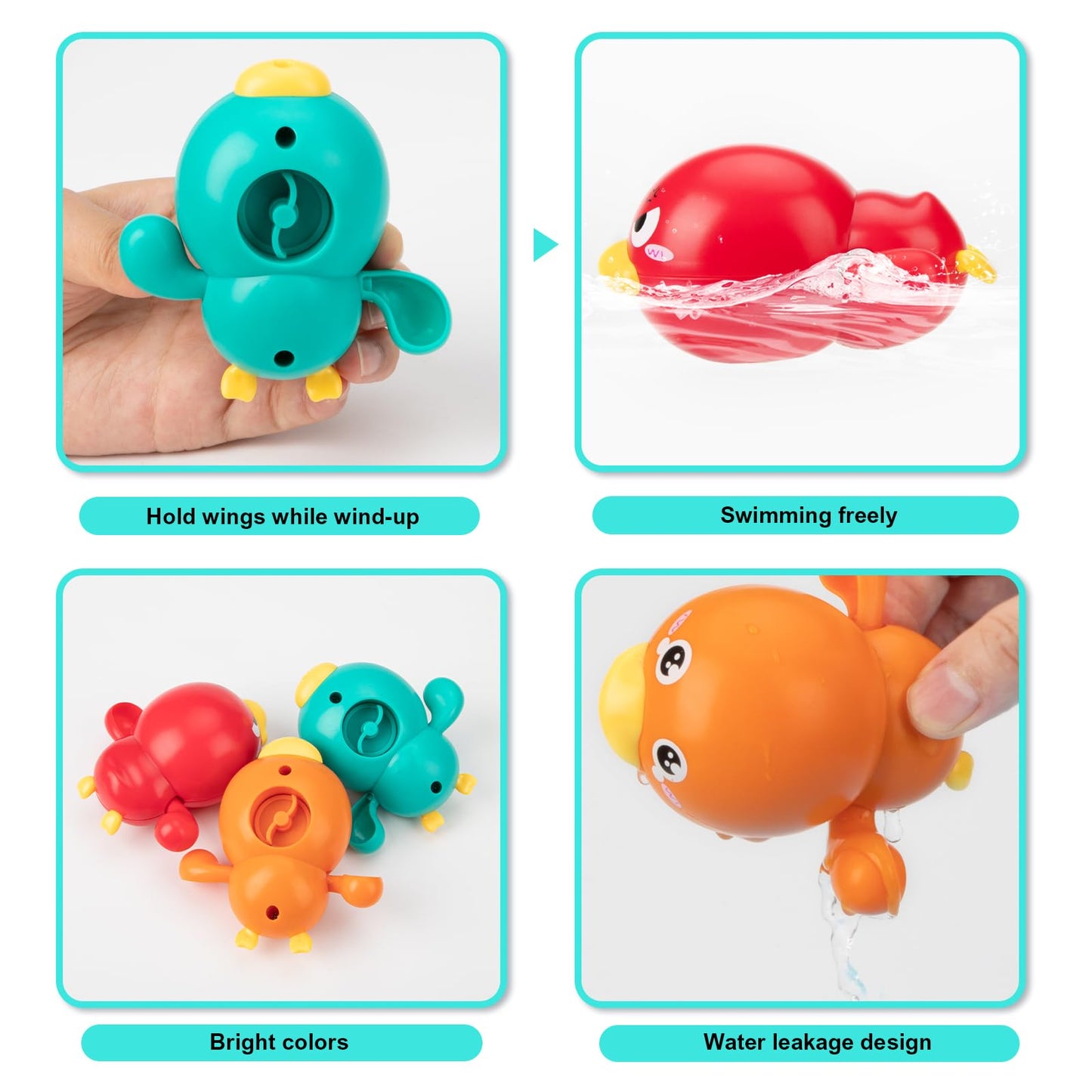 Bath Toys, Swimming Duck Baby Bath Toys For Toddler 1-3, Water Pool Floating Wind Up Toys For 1 Year Old Boy Girl Gifts, Infant Toddlers Kids Bathtub Toys, 3 Pack