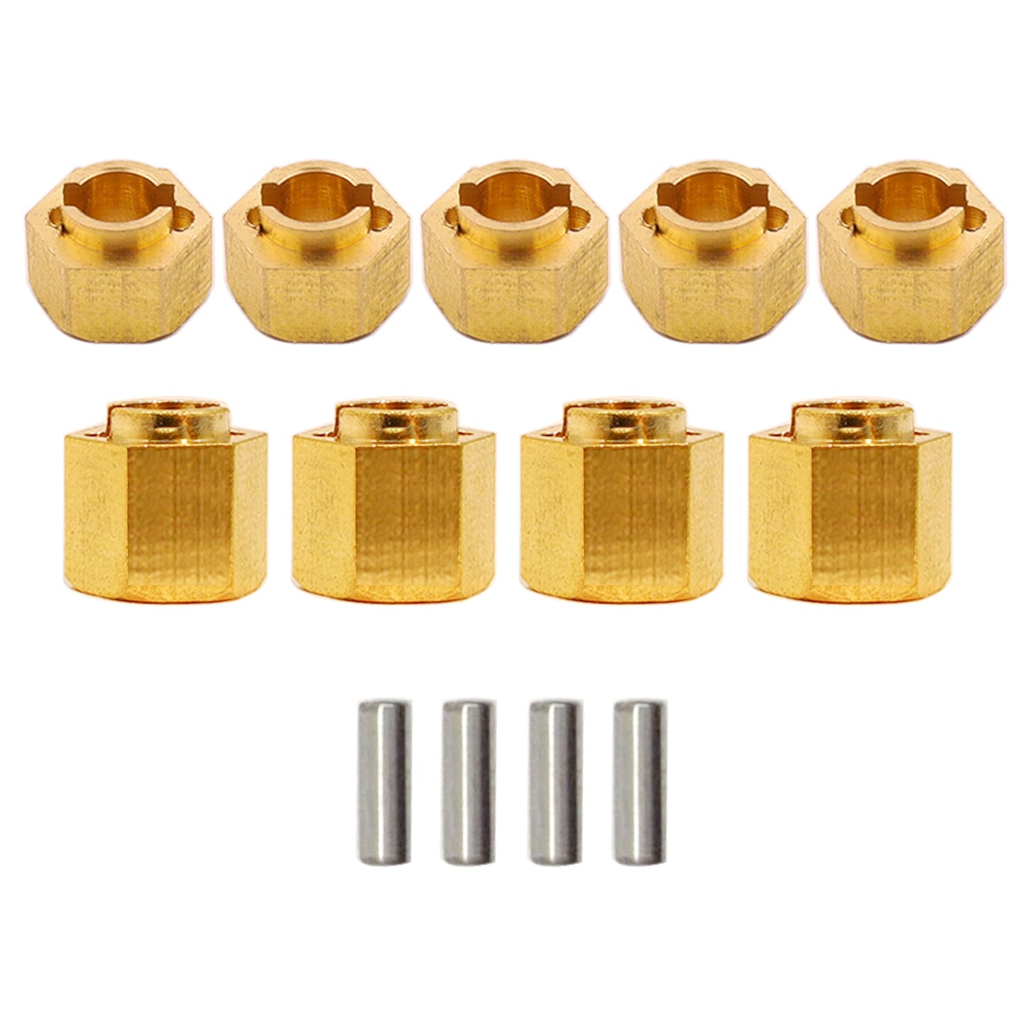 HOPLEX Brass Wheel Hex Hub 5mm(+1mm) and 7mm(+3mm) Extenders Adaptor Set for 1/18 RC Crawler Car TRX4M Upgrade Parts(8PCS)