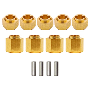 HOPLEX Brass Wheel Hex Hub 5mm(+1mm) and 7mm(+3mm) Extenders Adaptor Set for 1/18 RC Crawler Car TRX4M Upgrade Parts(8PCS)