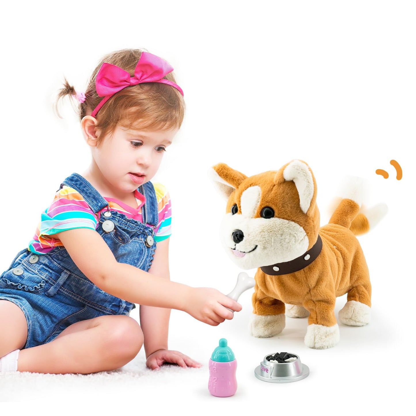 Airbition Plush Toy Dog For Girls, Interactive Dog Puppy Toys Gifts For 2 3 4 Year Old Toddler Kids, Walking, Barking, Tail Wagg
