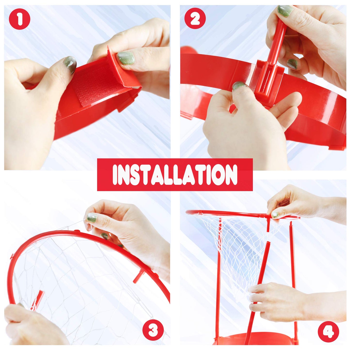 Novelty Place Head Basketball Hoop Party Game Set for Kids & Adults - Adjustable Basketball Headband with 20 Balls - Red & White