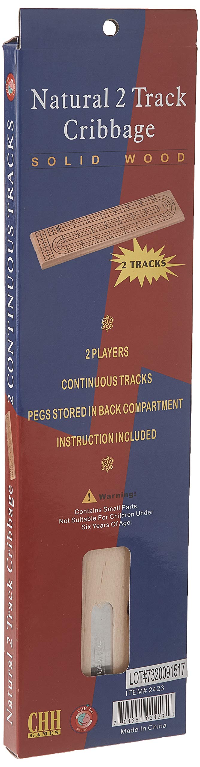 Chh Natural 2-Track Wood Cribbage Board Game