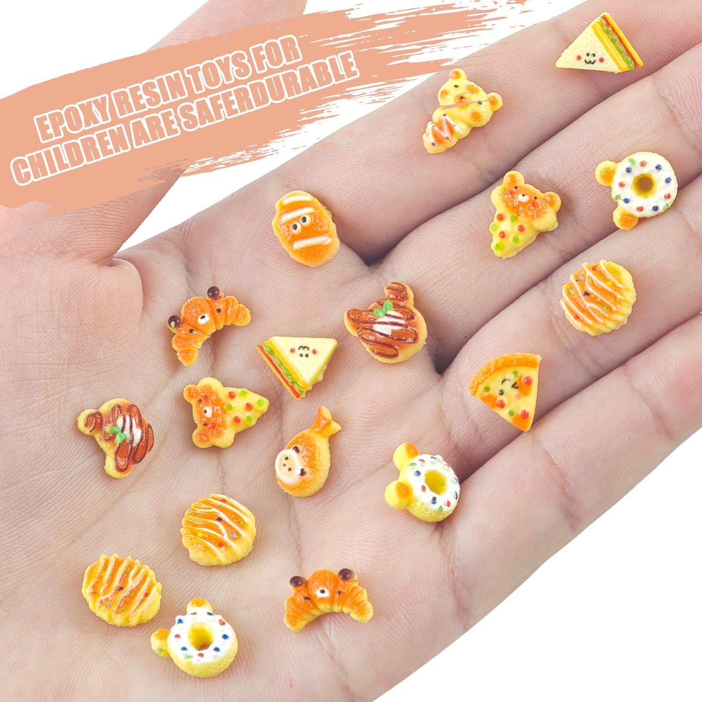 WOZADU 200 PCS Mini Food Figures for Crafts Tiny Resin Baking Bread Miniature Things for Dollhouse Fairy Garden Micro Landscaping Decoration Cake Toppers Decor
