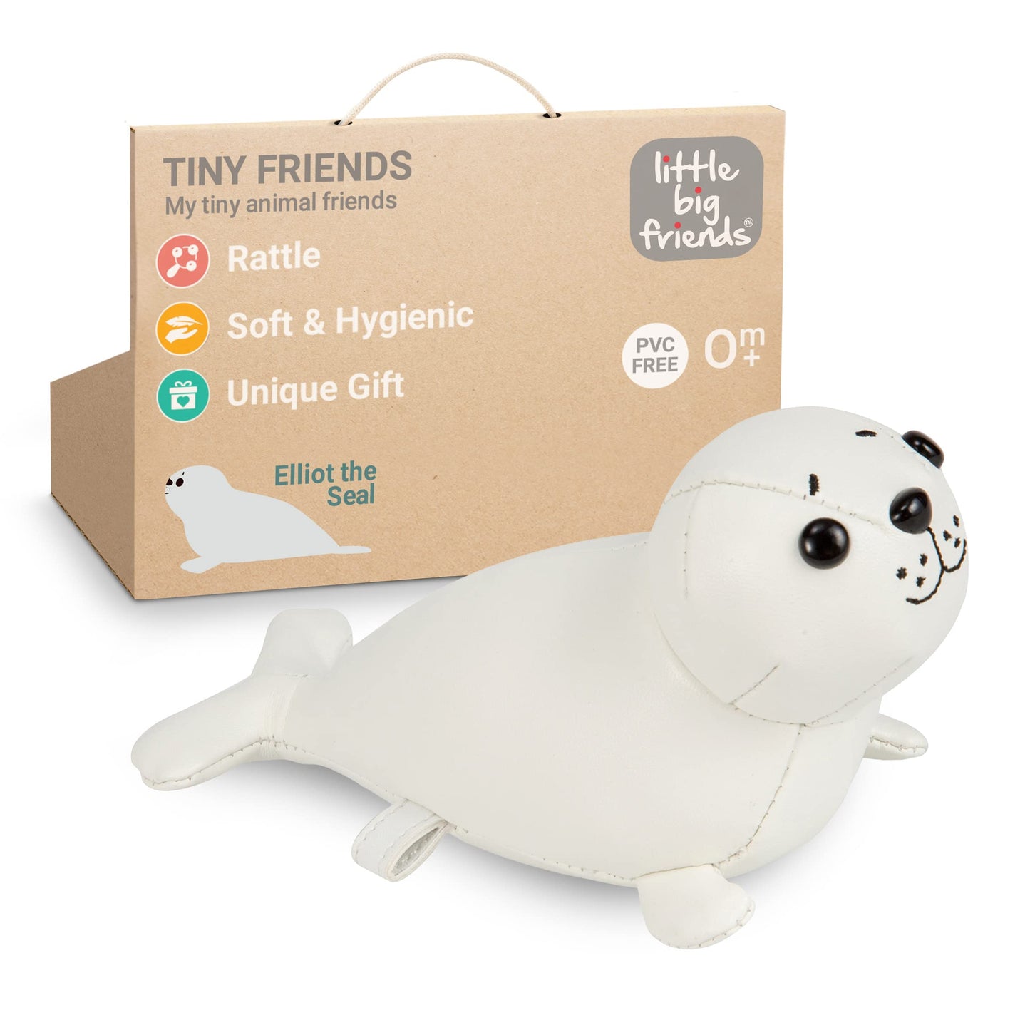 Little Big Friends Tiny Friends | Rattle Toy | Special Stuffed Animal | Easy To Clean | Elliot The Seal
