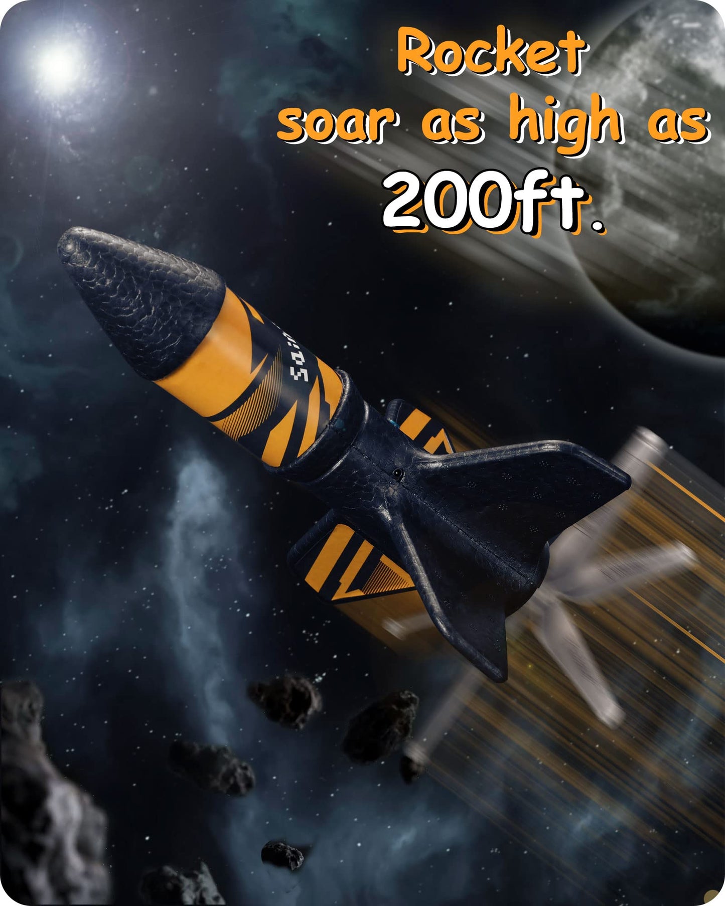 SainSmart Jr. Rocket Launcher for Kids, Motorized Air Rocket, 200ft Altitude, Black, 5"L x 10"H, Plastic, Model: Rakete Spielzeug