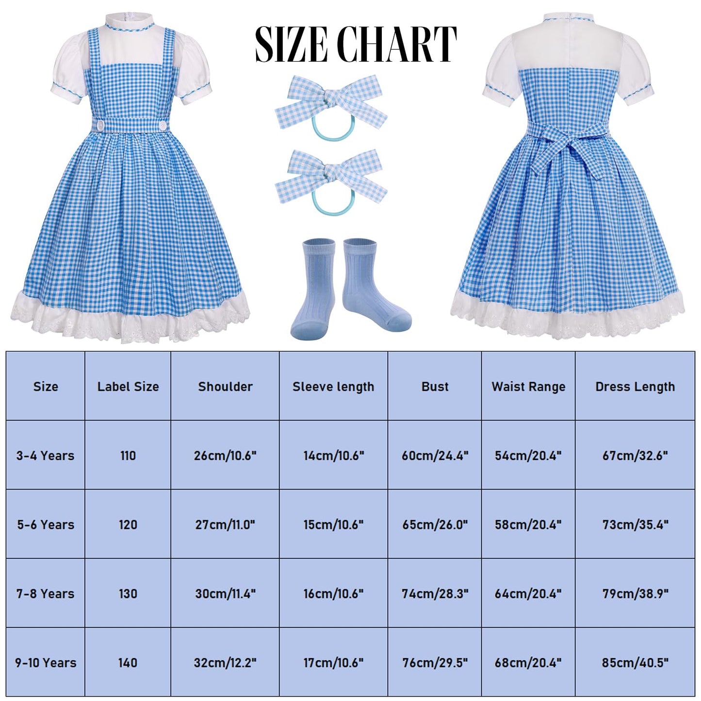 Hauarker Kids Blue Dress For Princess Costume Girls Wizard Character Costumes Cute Dress Up Outfit Accessories For Halloween Cos