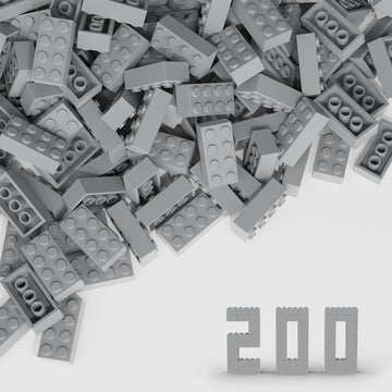 WEBRICK Classic Bulk Brick Block 2x4, 200 Piece Building Brick Light Grey, Compatible with Lego Parts and Pieces 3001, Creative 
