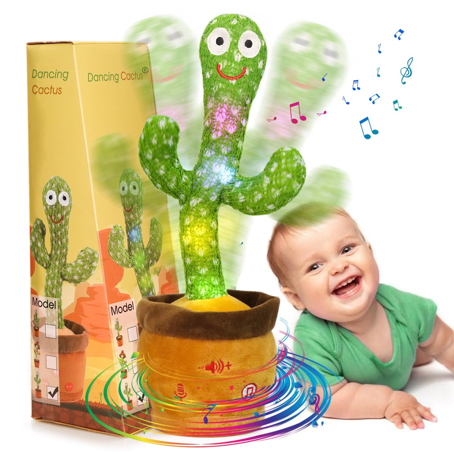 Emoin Dancing Cactus Talking Cactus Toy, Cactus Baby Toy Singing Children'S Song+Box,Mimicking Cactus Recording &Repeating What 
