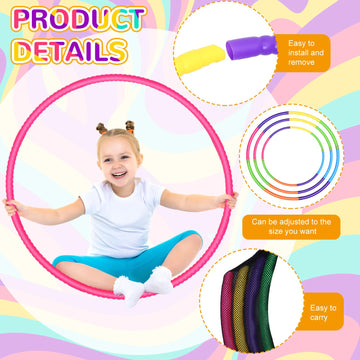 Sratte 6 Pcs Exercise Hoop Detachable Adjustable Plastic Hoops Snap Together Toy Hoop Color Playground Toys For Girls And Boys Sports, Exercise, Playing, Party Games, Christmas Wreath, Dog Training