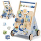 Lehoo Castle Dinosaur Wooden Baby Walker, Adjustable Speed Baby Push Walker