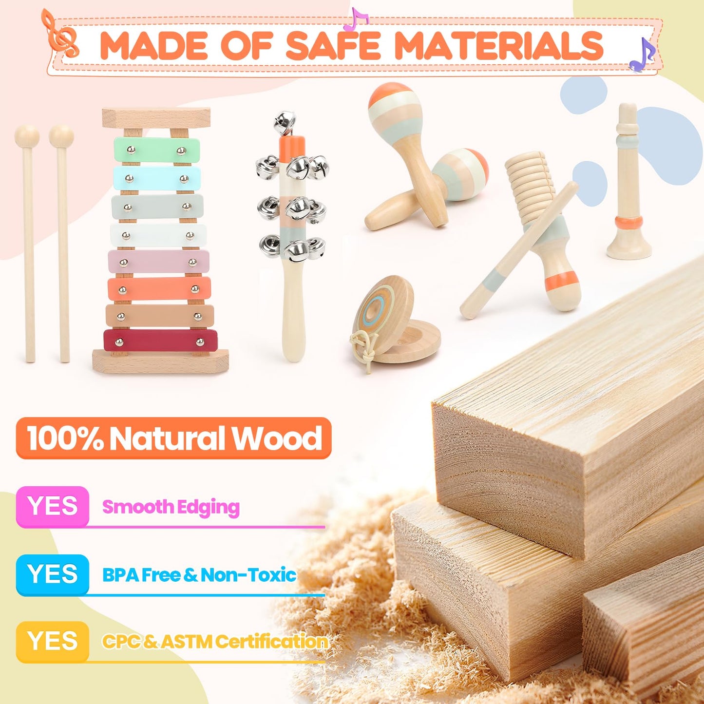 Toddler Musical Instruments,Baby Musical Toys For 1 Year Old Girl/Boy Gifts Preschool Learning,Baby Montessori Wooden Musical To