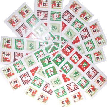 Merry Christmas Holiday Stamps Creative Sticker Assortment, 100 Stickers - Best Gift for Kids! Santa, Christmas Tree, Snowman an