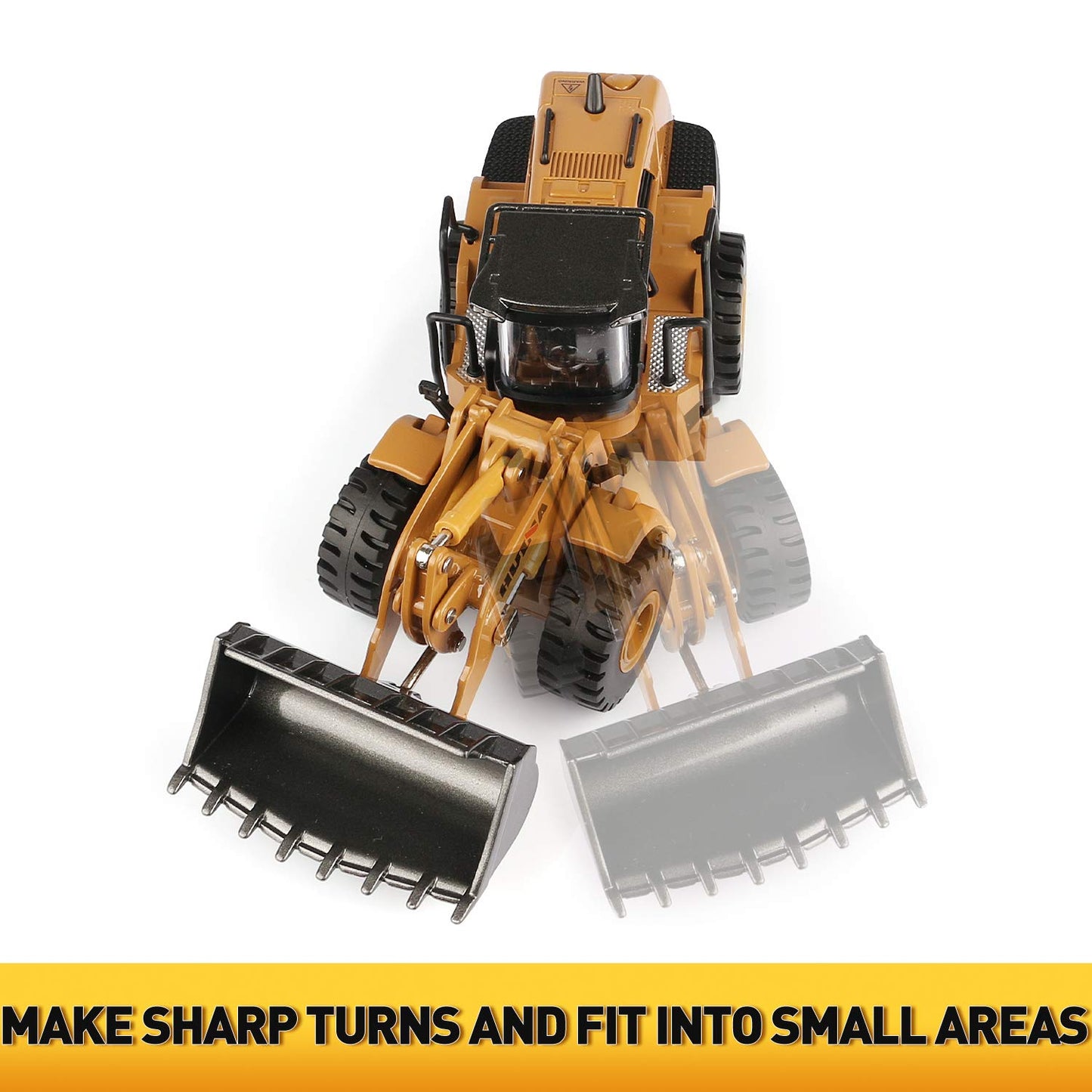 1/50 Scale Diecast Four Wheel Loader Truck Toy, Metal Construction Equipment Bulldozer Models for Kids (Wheel Loader)