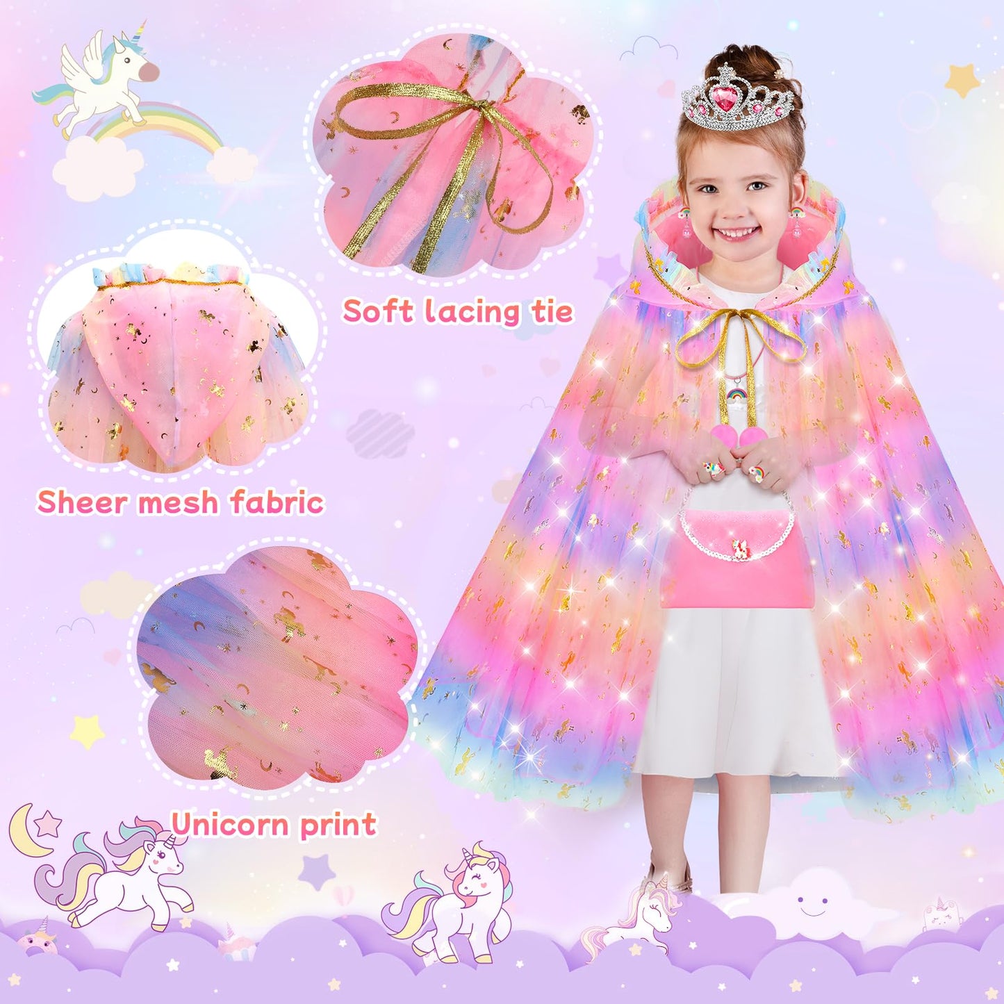 Yaoobey Princess Dress Up Clothes For Girls 4-6,Unicorn Princess Easter Costumes Toys For Girls 3 4 5 6 7 Year Old Christmas Bir