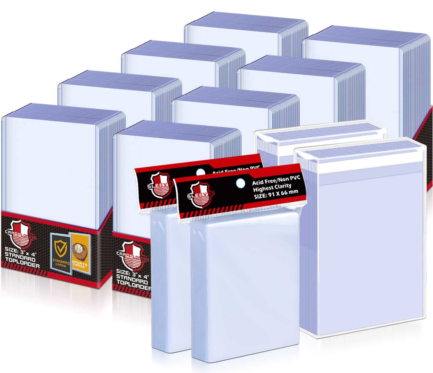 200 Ct Toploaders Cards Sleeves For Trading Cards, 3 X 4 Top Loaders Baseball Card Protectors Holder Hard Plastic Case Fit For Football, Game Card (200 Toploaders + 400 Penny Card Sleeves)