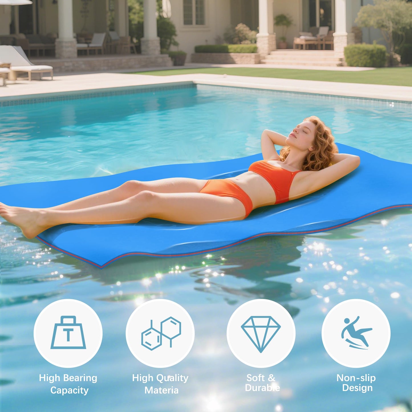MarKnig 18x6 Ft Floating Mat, Lily Pad Floating Mat, Water Mat with 6-9 Adults, Floating Pad for Lake, 3-Layer Tear-Resistant XP