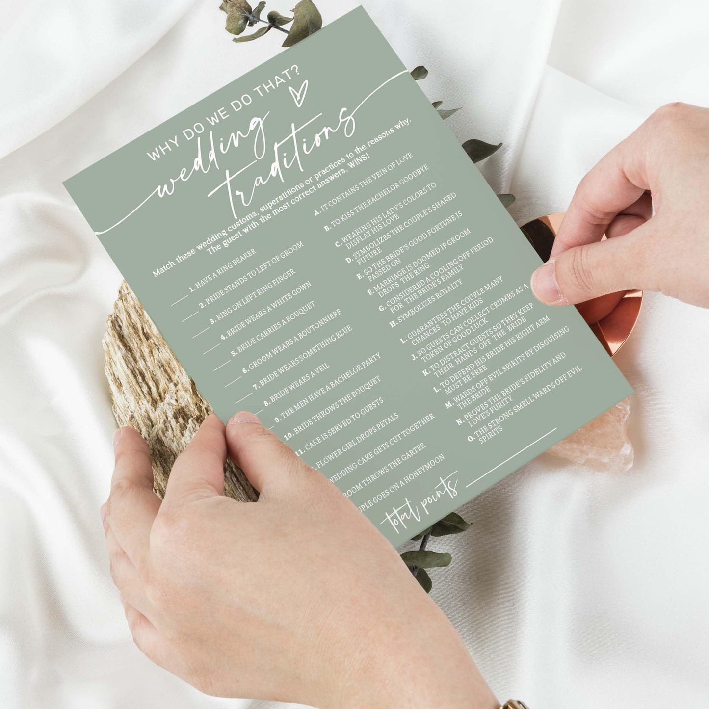 Bridal Shower Games Cards, Wedding Traditions Why Do We Do That, 25 Game Cards With 1 Answer Card, Engagement Party Wedding Game