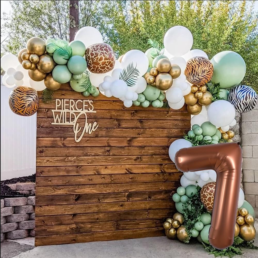 Toniful 40 Inch Coffee Brown Large Numbers Balloon 0-9 Birthday Party Decorations,Big Chocolate Number 7 Foil Balloon Digital 7