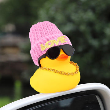 Wonuu Car Dashboard Rubber Ducks Saint Valentine'S Day Decorations, Christmas Eve Rubber Ducky For Car Ornament Cute Duck With L