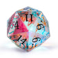 Large D20 Dice DNDND 30mm K9 Glass 20 Sided Single Dice with Velvet Pouch for Dungeons and Dragons D&D (Rainbow)