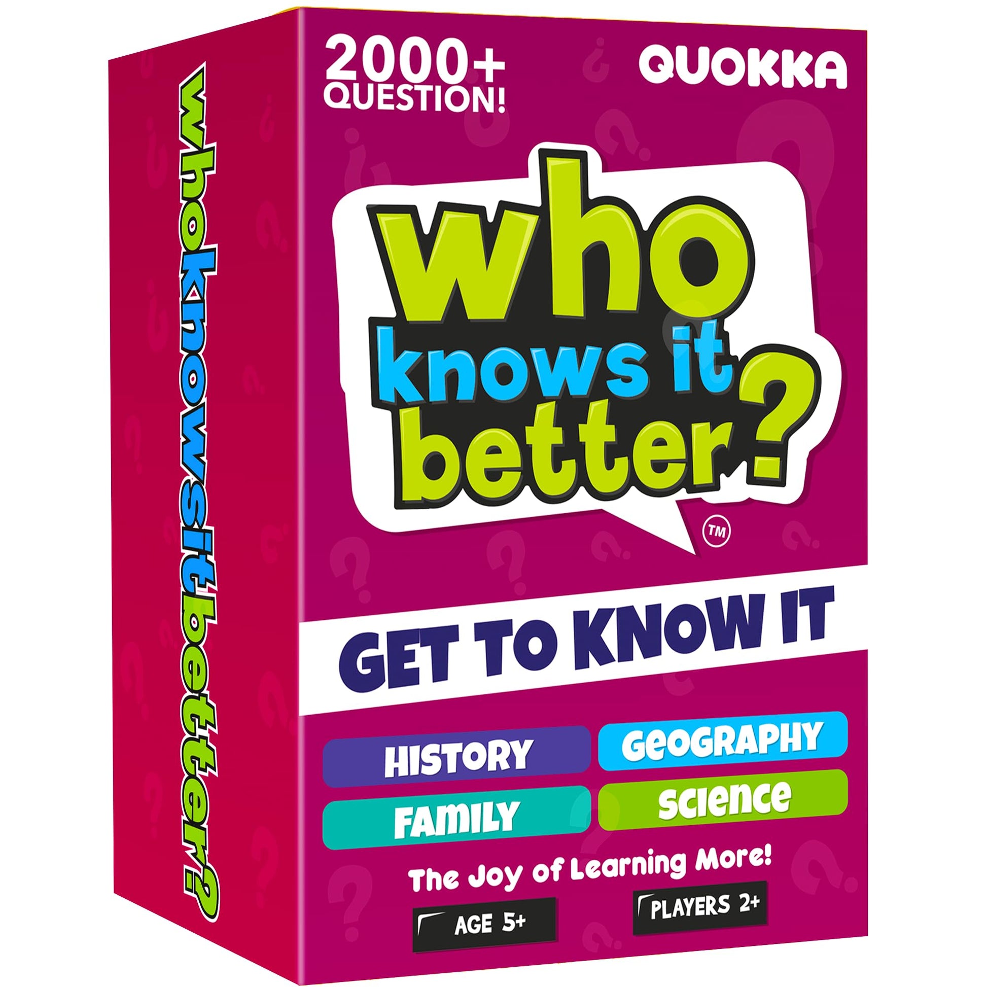 Quokka Who Knows Better? - Set 4 In 1 - Family Card Trivia Game | Fun Learning & Educational Questions For Families | Suitable For Boys & Girls