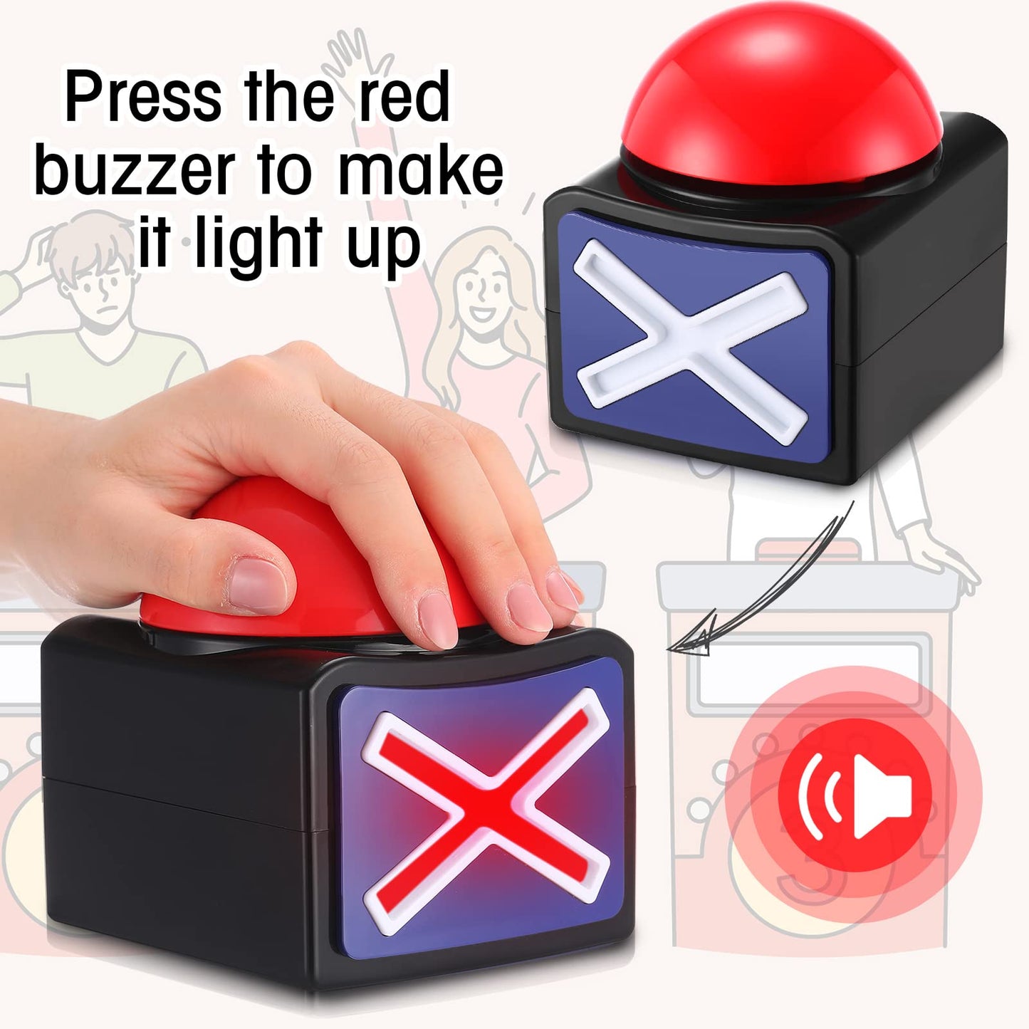 Fabbay 6 Pieces Answer Game Buzzer with Light and Sound Buzzer Alarm Buttons for Game Show Kids mature-themed Party Contest Prop Trivia Quiz Toys