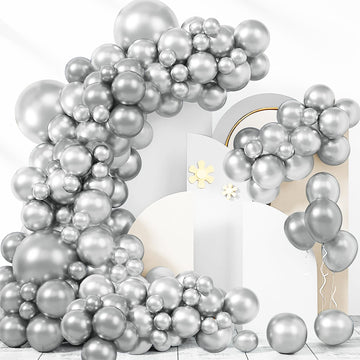 170 Pieces Silver Balloons Silver Metallic Balloons Silver Balloon Arch Kit Silver Balloon Garland For Silver Birthday Wedding G