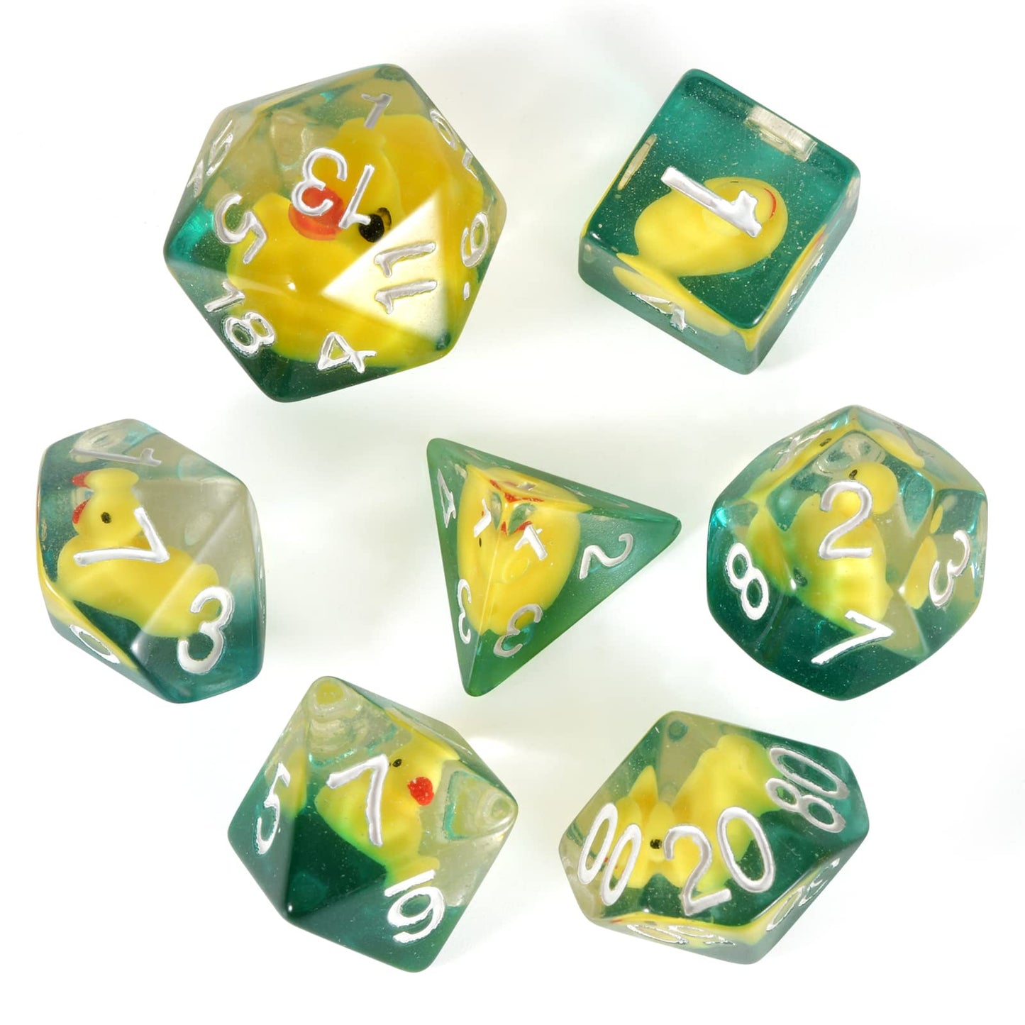 FLASHOWL Duck Dice Polyhedral & RPG Dice DND Dice Set with Duck Inside Polyhedral Roll Play Gaming D20 Dice Dungeons and Dragon