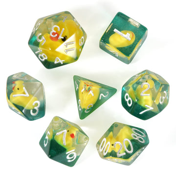 FLASHOWL Duck Dice Polyhedral & RPG Dice DND Dice Set with Duck Inside Polyhedral Roll Play Gaming D20 Dice Dungeons and Dragon