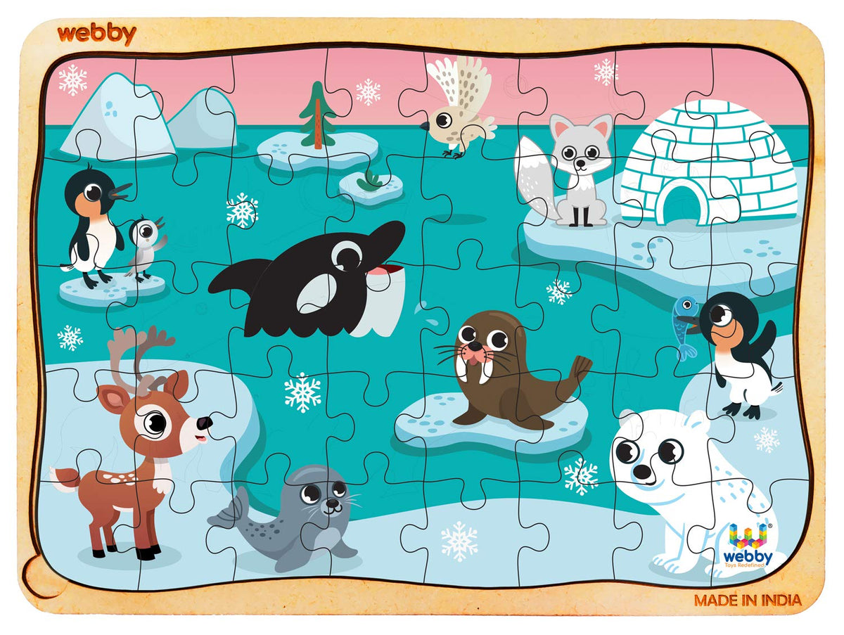 Webby Polar Animals Wooden Jigsaw Puzzle, 40Pcs