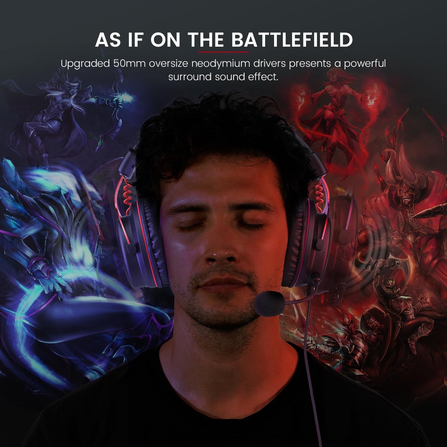 Eksa E900 Gaming Headset With Microphone - Pc Headset With Detachable Noise Canceling Mic -Like New