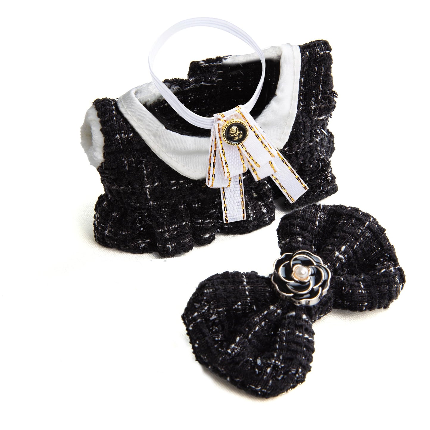 enhanced Doll Clothes - elegant Chic Style Set for 17cm Dolls  Doll Outfit for Display  Collectors  Gift - Cute Miniature Fashion Accessories - Black Camellia (No Doll)