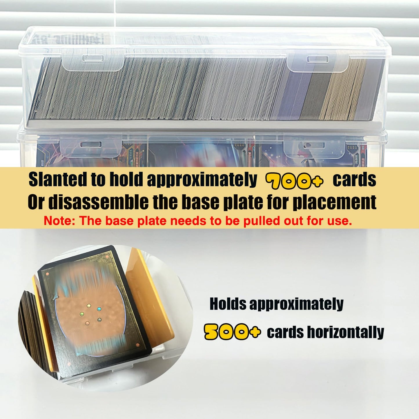 Egektbh Card Game Organizer With 7 Removable Dividers, Plastic Card Case For Trading Card Holds 700+Card, Clear Storage Case For