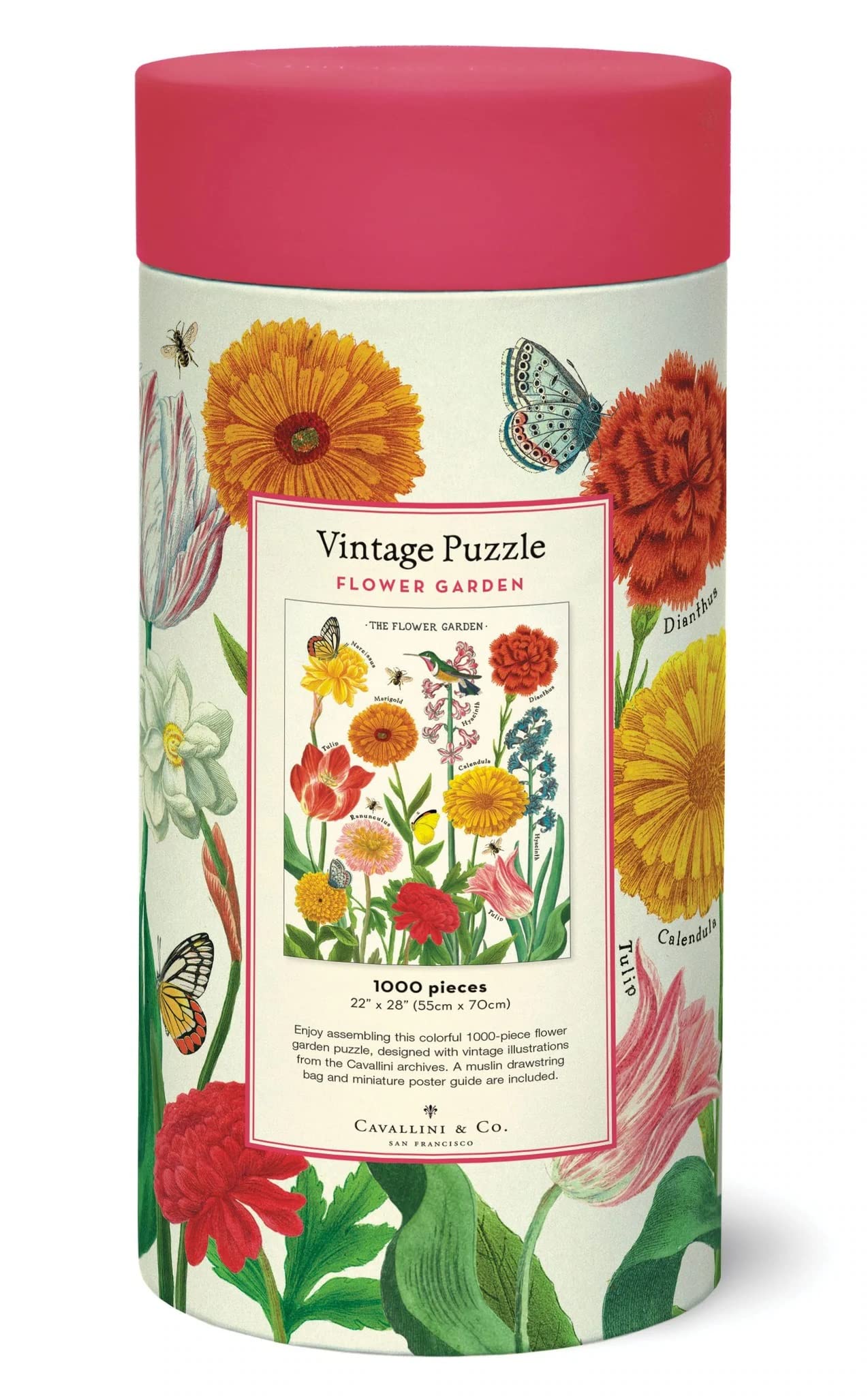 Cavallini 1000 Piece Puzzle - Flower Garden Design, Multi Color, Model PZL/FLRGRD, Made of Paper