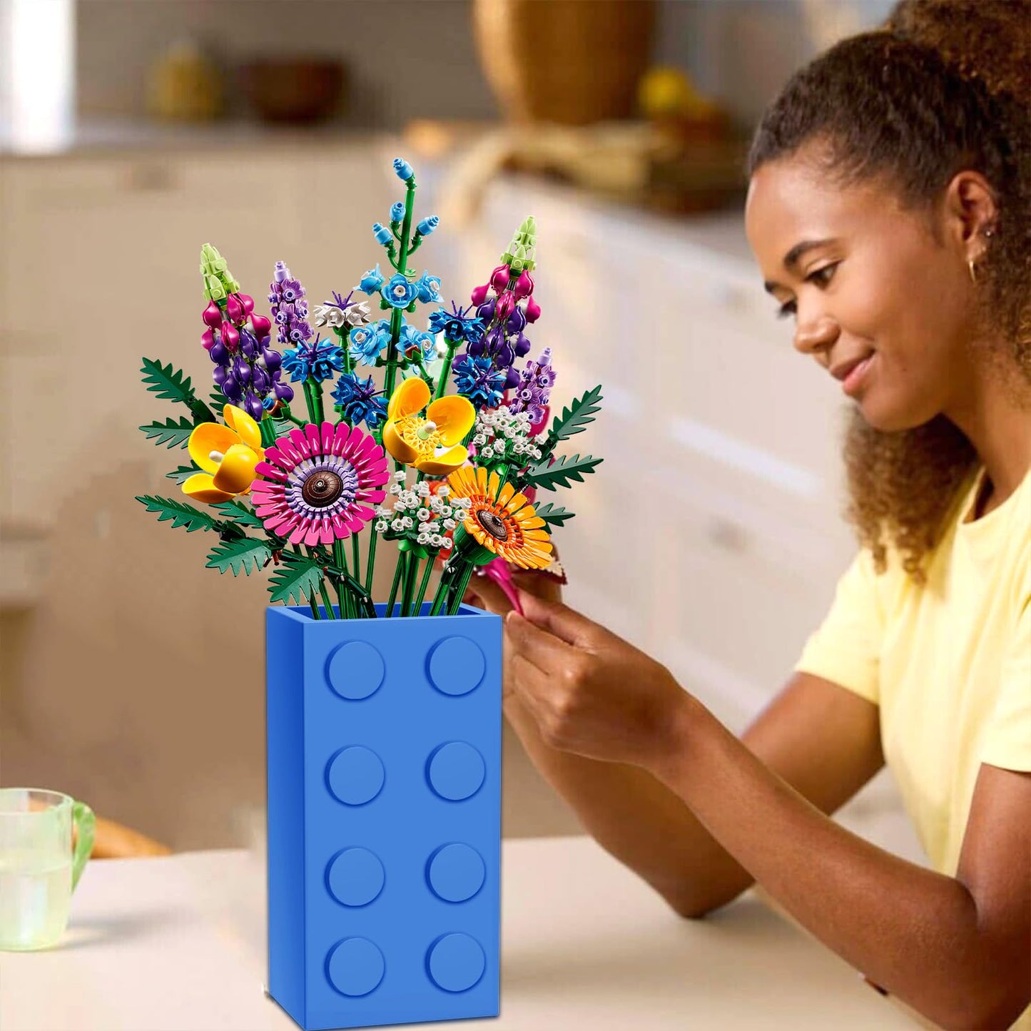 Vase for Lego 10347 10280 10328 Flowers, for Lego Flower Bouquet Building Set,Display Stand for LegoRoses Cherry Blossom Sunflow