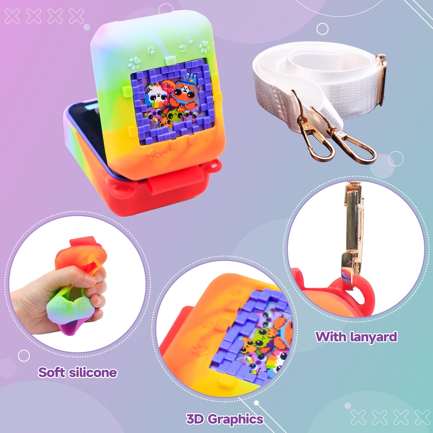 Cfyosnk Silicone Cover Case With Lanyard For Bitzee Interactive Toy Digital Pet And Accessories