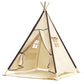 Lavievert Natural Canvas Teepee Tent for Kids, Foldable Teepee Play Tent with A Water Resistant Bottom Mat, Present Playhouses f