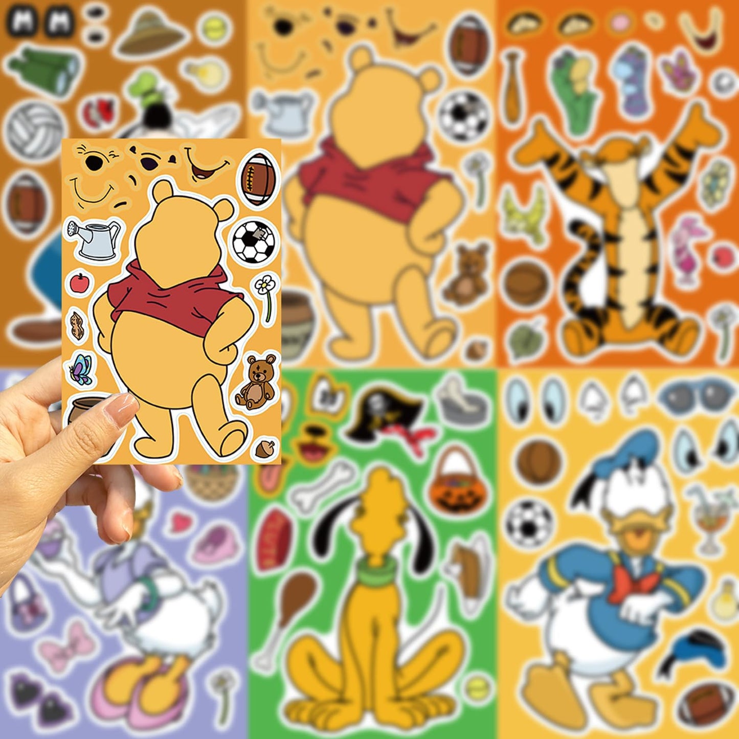 Cute Cartoon Character Stickers For Kids, 24 Sheets Make Your Own Stickers, Make A Classic Character, Make A Face Stickers, Clas