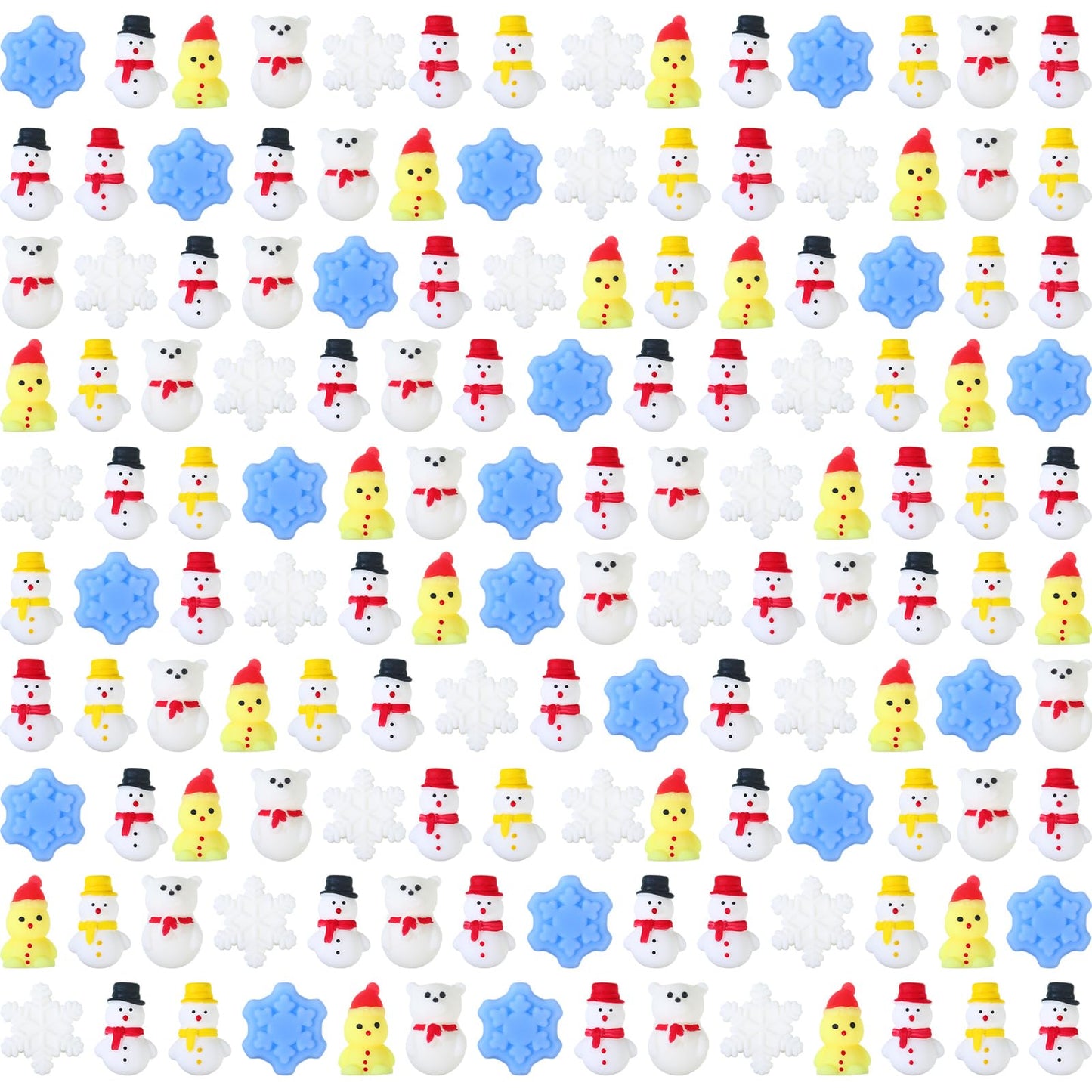 Syhood 70 Pcs Winter Stress Toys Snowman Christmas Party Favors Stress Relief Mini Squeeze Fidget Toys for Xmas Party Goody Bag 