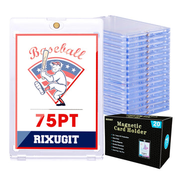 20-Pack One Touch Magnetic Card-Holder - 75Pt Card Magnetic Case, Magnet Card Holder For Baseball, Football, Basketball, Hockey,