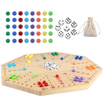 Horow Wahoo Board Game Wooden Original Aggravation Board Game Classic 2 Side Painted Fast Track Game For 4 Player And 6 Player W
