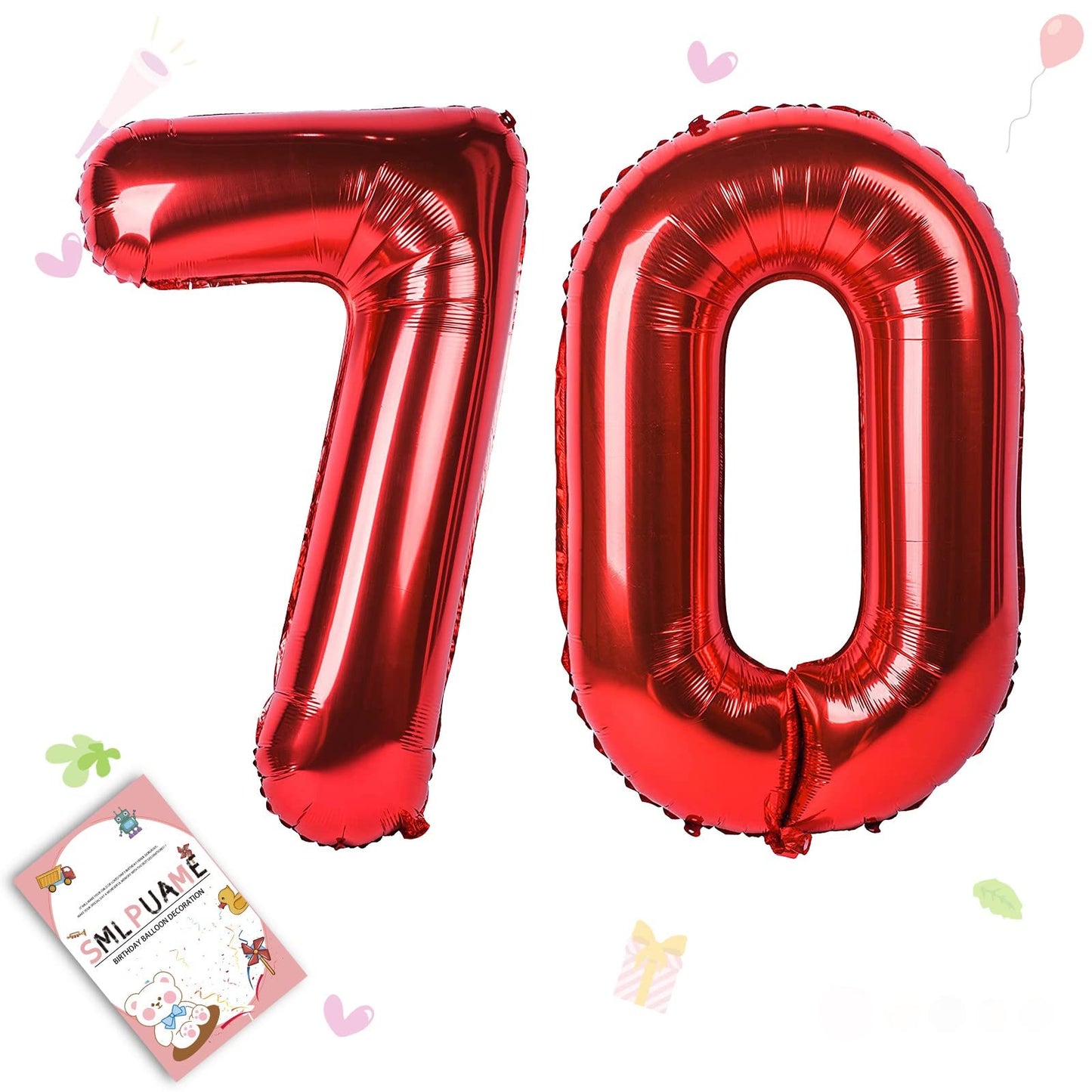Smlpuame 40 Inch Number Balloon 0-9 Red Large Number 70 Balloons,Digital Balloons For Birthday Party Celebration Decorations Sup