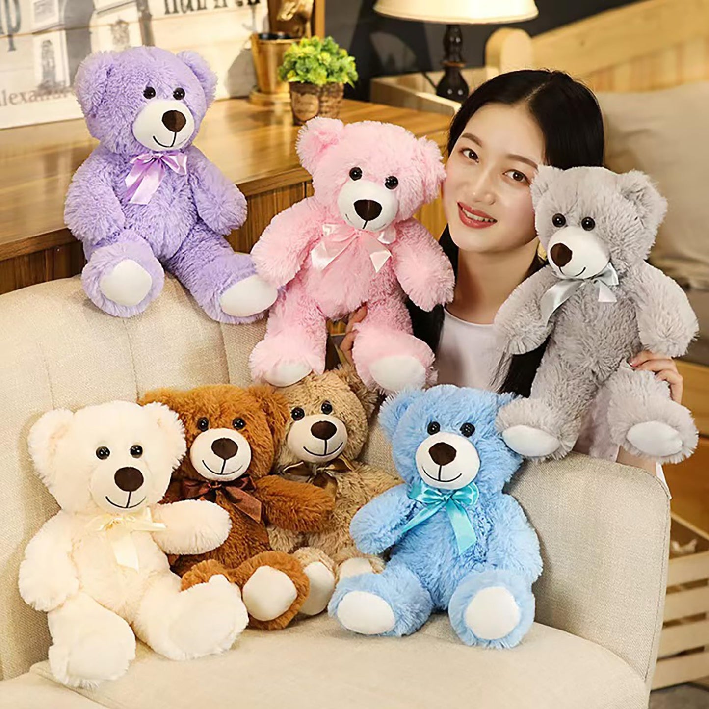 Gjlzfwbx Teddy Bear Plush Toy, 13.5 Inch Teddy Bear Stuffed Animal Christmas Birthday Valentine'S Day Gifts For Kids Girl Friend