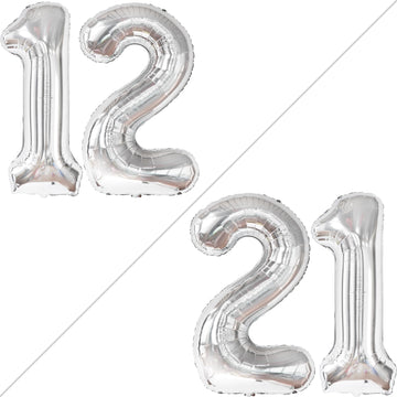 Giant, Silver 12 Balloon Number Foil - 40 Inch | 12 Birthday Balloon For 12Th Birthday Decorations For Girls | Number 12 Balloon, 12 Birthday Decorations Boy | 12 Year Old Birthday Party Decorations
