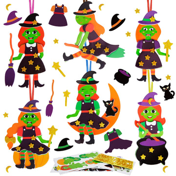 Fennoral 12 Pack Witch Craft For Kids Make Your Own Witch Foam Stickers Ornament Diy Halloween Arts And Crafts For Girls Boys Ha