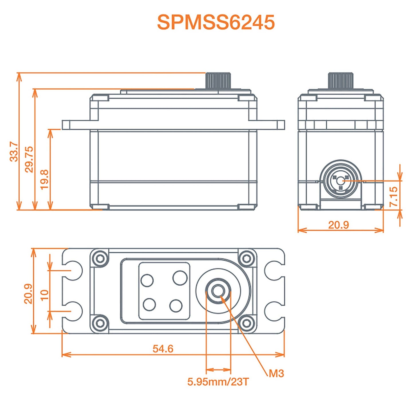 Spektrum S6245 High Speed High Torque Servo, SPMSS6245, Black