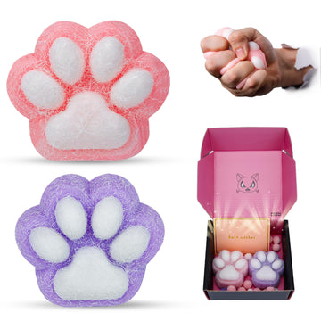 Taba Squishy Paw Easter Basket Essentials, 2Pcs Handmade Fufu Squishys Toy, Cute Cat Paw Squishies For Kids &Teen, Sticky Squeez